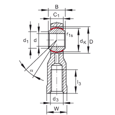 桿端軸承 GIKSL18-PS, 根據(jù) DIN ISO 12 240-4 標準，特種鋼材料，帶左旋內(nèi)螺紋，免維護