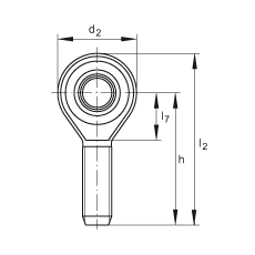 桿端軸承 GAKSL20-PS, 根據(jù) DIN ISO 12 240-4 標準，特種鋼材料，帶左旋外螺紋，免維護