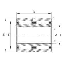 滾針軸承 NAO30X45X26-ZW-ASR1, 無擋邊，雙列