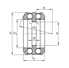 推力深溝球軸承 54211, 根據(jù) DIN 711/ISO 104 標(biāo)準(zhǔn)的主要尺寸，雙向，帶球面軸承座圈，可分離