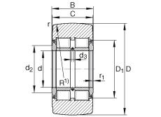 支撐型滾輪 NNTR90X220X100-2ZL, 滿(mǎn)裝滾子，軸向引導(dǎo)，兩側(cè)唇密封