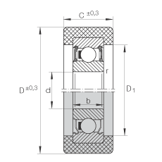 滾輪 KLRZ12X41X16-2RSR, 帶塑料箍，兩側密封