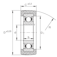 滾輪 KLRU12X47X20-2Z, 帶塑料箍，兩側(cè)密封