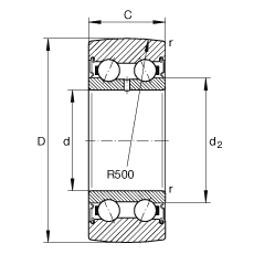 滾輪 LR50/5-2RSR, 雙向，兩側(cè)密封