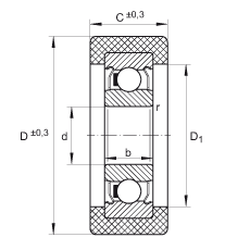 滾輪 KLRZ10X30X10-2Z, 帶塑料箍，兩側(cè)密封