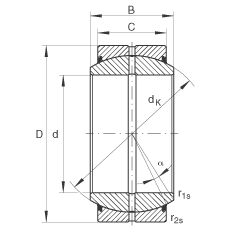 關(guān)節(jié)軸承 GE100-DO-2RS, 根據(jù) DIN ISO 12 240-1 標(biāo)準(zhǔn), 需維護(hù)，兩側(cè)唇密封