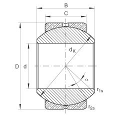 關(guān)節(jié)軸承 GE5-PB, 根據(jù) DIN ISO 12 240-1 標(biāo)準(zhǔn)，尺寸系列 K，需維護(hù)