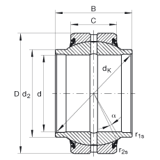 關(guān)節(jié)軸承 GE35-HO-2RS, 根據(jù) DIN ISO 12 240-1 標(biāo)準(zhǔn), 需維護(hù)，兩側(cè)唇密封