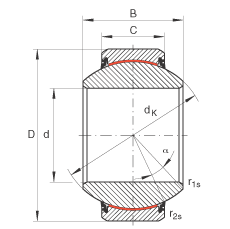 關(guān)節(jié)軸承 GE140-FW-2RS, 根據(jù) DIN ISO 12 240-1 標(biāo)準(zhǔn), 免維護(hù)，兩側(cè)唇密封