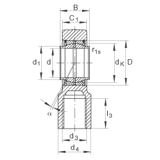 液壓桿端軸承 GIHNRK110-LO, 根據(jù) DIN ISO 12 240-4 標(biāo)準(zhǔn)，帶右旋螺紋夾緊裝置，需維護(hù)