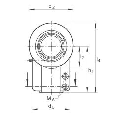 液壓桿端軸承 GIHNRK110-LO, 根據(jù) DIN ISO 12 240-4 標(biāo)準(zhǔn)，帶右旋螺紋夾緊裝置，需維護(hù)