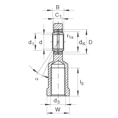 桿端軸承 GIL17-DO, 根據(jù) DIN ISO 12 240-4 標(biāo)準(zhǔn)，帶左旋內(nèi)螺紋，需維護(hù)