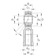 桿端軸承 GIKL14-PB, 根據(jù) DIN ISO 12 240-4 標準，帶左旋內(nèi)螺紋，需維護