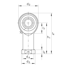 桿端軸承 GIKL14-PB, 根據(jù) DIN ISO 12 240-4 標準，帶左旋內(nèi)螺紋，需維護