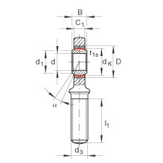 桿端軸承 GAR10-UK, 根據(jù) DIN ISO 12 240-4 標(biāo)準(zhǔn)，帶右旋外螺紋，需維護(hù)