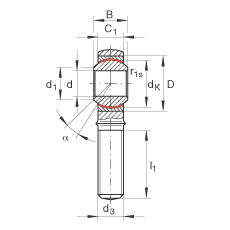 桿端軸承 GAKL12-PW, 根據 DIN ISO 12 240-4 標準，帶左旋外螺紋，需維護