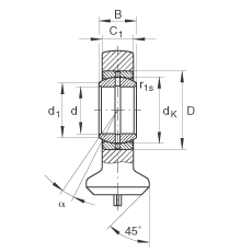 液壓桿端軸承 GK25-DO, 根據(jù) DIN ISO 12 240 標(biāo)準(zhǔn)，帶焊接面，需維護(hù)