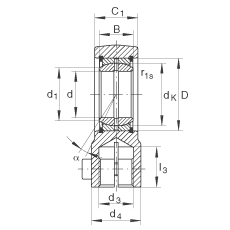 液壓桿端軸承 GIHRK30-DO, 根據(jù) DIN ISO 12 240-4 標(biāo)準(zhǔn)，帶右旋螺紋夾緊裝置，需維護(hù)