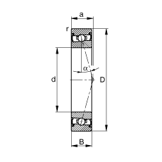 主軸軸承 HSS7010-C-T-P4S, 調(diào)節(jié)，成對(duì)安裝，接觸角 α = 15°，兩側(cè)唇密封，非接觸，加嚴(yán)公差