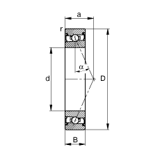 主軸軸承 HSS7010-E-T-P4S, 調節(jié)，成對安裝，接觸角 α = 25°，兩側唇密封，非接觸，限制公差