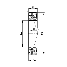 主軸軸承 HCS71915-C-T-P4S, 調(diào)節(jié)，成對(duì)安裝，接觸角 α = 15°，兩側(cè)唇密封，非接觸，限制公差