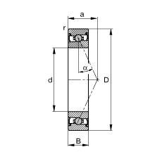 主軸軸承 HCS71921-E-T-P4S, 調(diào)節(jié)，成對(duì)或單元安裝，接觸角 α = 25°，兩側(cè)唇密封，非接觸，限制公差