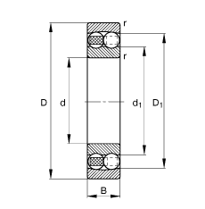 自調(diào)心球軸承 2322-M, 根據(jù) DIN 630 標(biāo)準(zhǔn)的主要尺寸