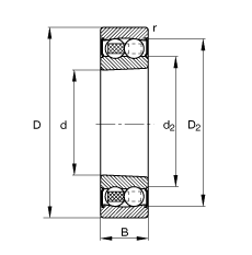 自調(diào)心球軸承 2206-K-2RS-TVH-C3, 根據(jù) DIN 630 標(biāo)準(zhǔn)的主要尺寸, 錐孔，錐度 1:12，兩側(cè)唇密封