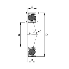 主軸軸承 HCB7011-C-T-P4S, 調(diào)節(jié)，成對或單元安裝，接觸角 α = 15°，陶瓷球，限制公差