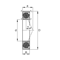 主軸軸承 HCB7210-E-T-P4S, 調(diào)節(jié)，成對或單元安裝，接觸角 α = 25°，陶瓷球，限制公差