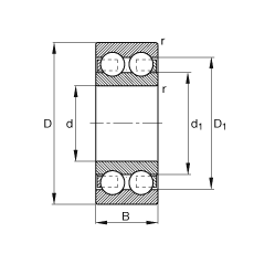 深溝球軸承 4215-B-TVH, 根據(jù) DIN 625-3 標(biāo)準(zhǔn)的主要尺寸，雙列