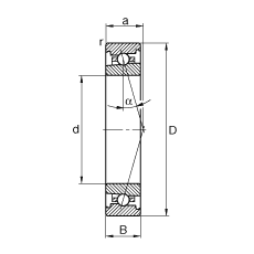 主軸軸承 HS7010-C-T-P4S, 調(diào)節(jié)，成對安裝，接觸角 α = 15°，限制公差