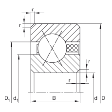 薄截面軸承 CSXAA010-TN, 四點(diǎn)接觸球軸承，類型X，帶彈性塑料保持架（聚酰胺），運(yùn)行溫度 -30°C 到 +120°C