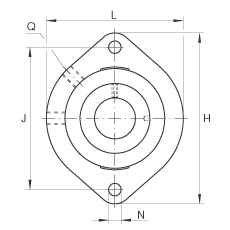 軸承座單元 GLCTE20, 帶兩個(gè)螺栓孔的法蘭的軸承座單元，鑄鐵，偏心鎖圈，P 型密封