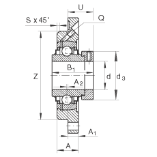 軸承座單元 RME50-N, 帶四個(gè)螺栓孔的法蘭的軸承座單元，定心凸出物，鑄鐵，偏心鎖圈，R 型密封