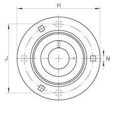 軸承座單元 RAY50, 帶三個(gè)/四個(gè)螺栓孔的法蘭的軸承座單元，鋼板， 內(nèi)圈帶平頭螺釘， P型密封