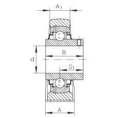 直立式軸承座單元 RASEY35-N, 鑄鐵軸承座，內(nèi)圈帶平頭螺釘?shù)耐馇蛎媲蜉S承，R密封