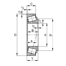 圓錐滾子軸承 T4DB160, 根據(jù) DIN ISO 355 標(biāo)準(zhǔn)的主要尺寸，可分離，調(diào)節(jié)或成對