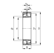 調(diào)心滾子軸承 22309-E1-K, 根據(jù) DIN 635-2 標(biāo)準(zhǔn)的主要尺寸, 錐孔，錐度 1:12