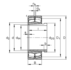 調(diào)心滾子軸承 22317-E1-K-T41A + AHX2317, 根據(jù) DIN 635-2 標(biāo)準(zhǔn)的主要尺寸, 帶錐孔和退卸套